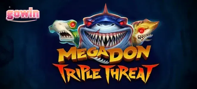 Tampilan visual slot Mega Don Triple Threat dengan tema predator laut dalam.